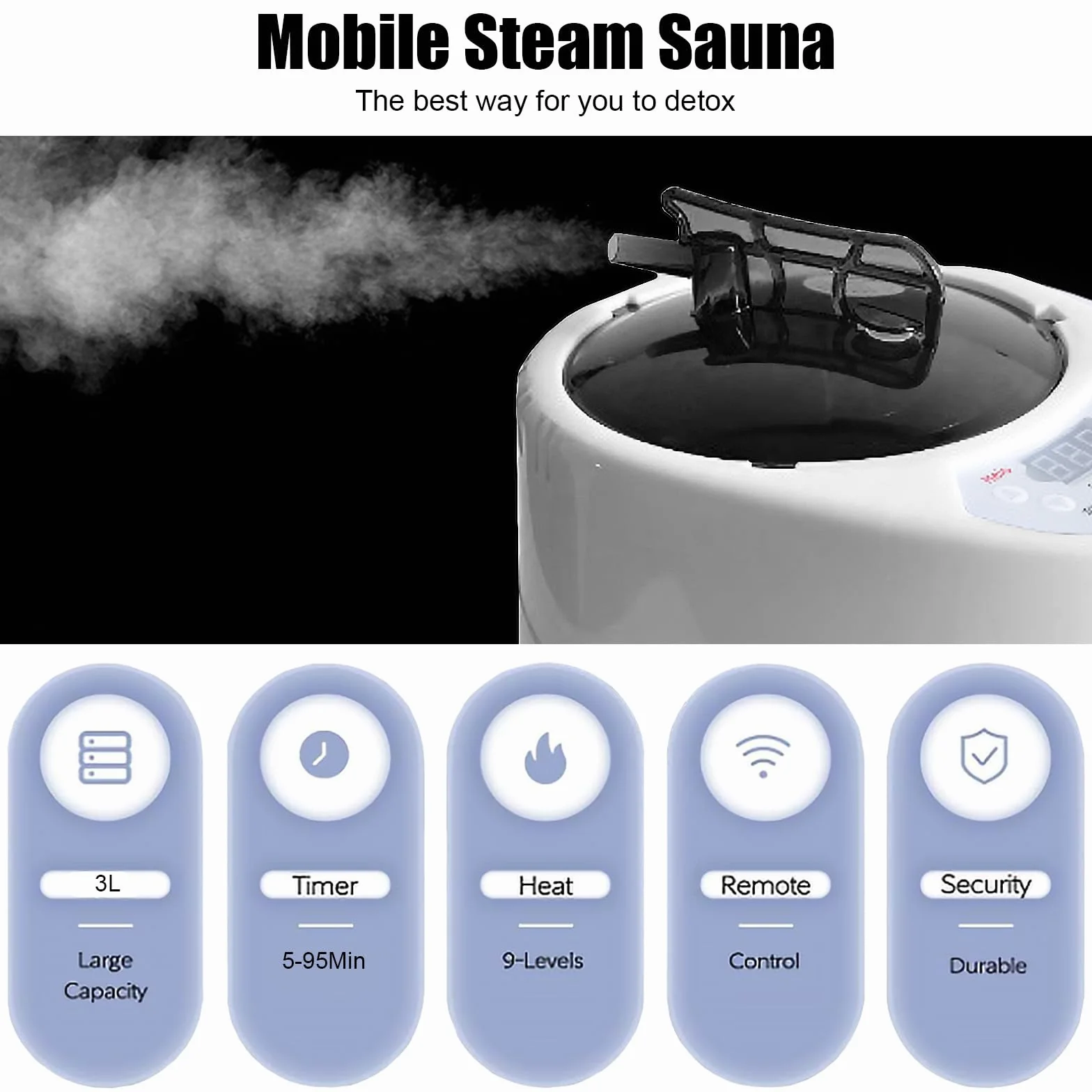 Générateur de Vapeur pour Sauna Portable 1000W avec Télécommande