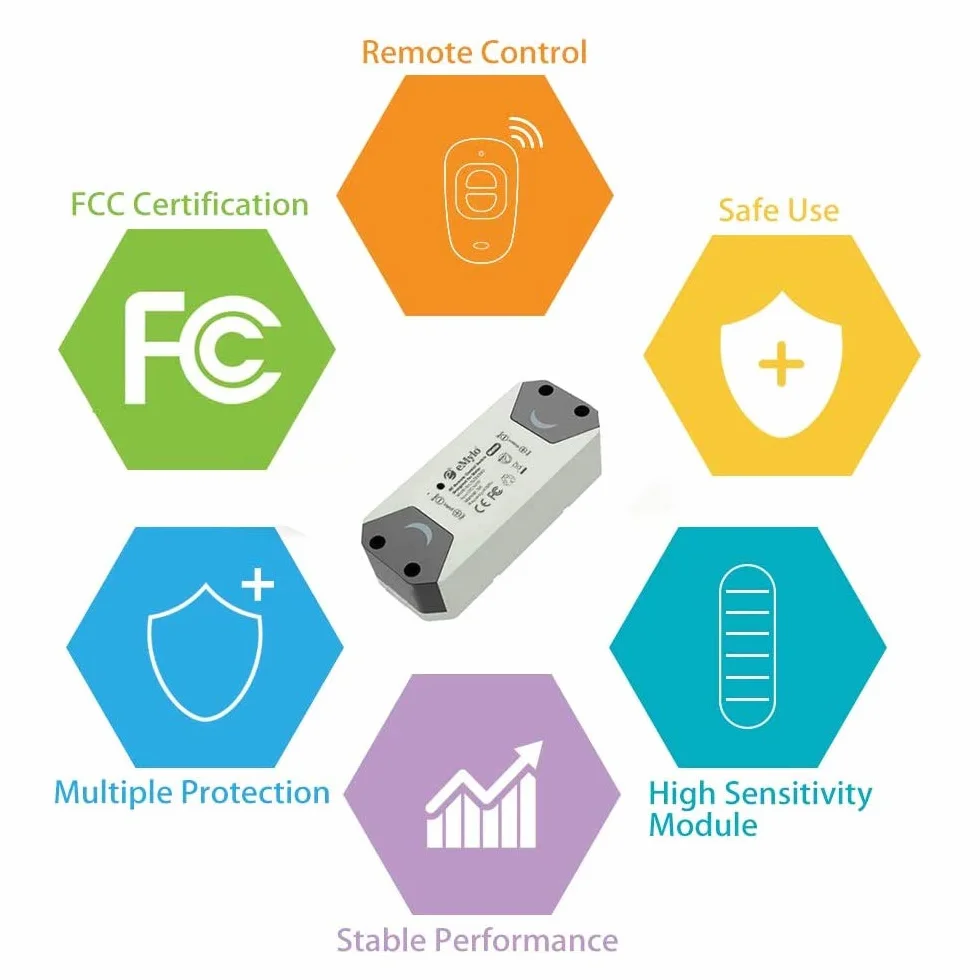 eMylo Smart Wireless RF Contrôleur de Moteur Relais Module DC 12V 5V-24V pour Rideau électrique Porte roulante 2 Pack