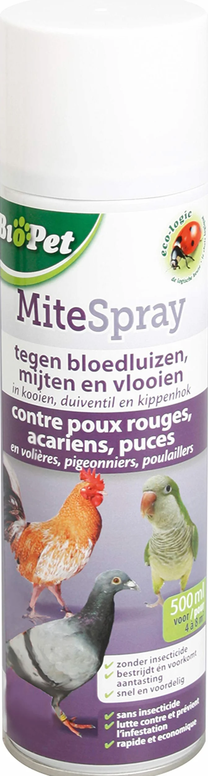 BSI - Biopet Mite-Spray - Contre Les Poux Rouges Ou Puces - Naturel - 500 ML