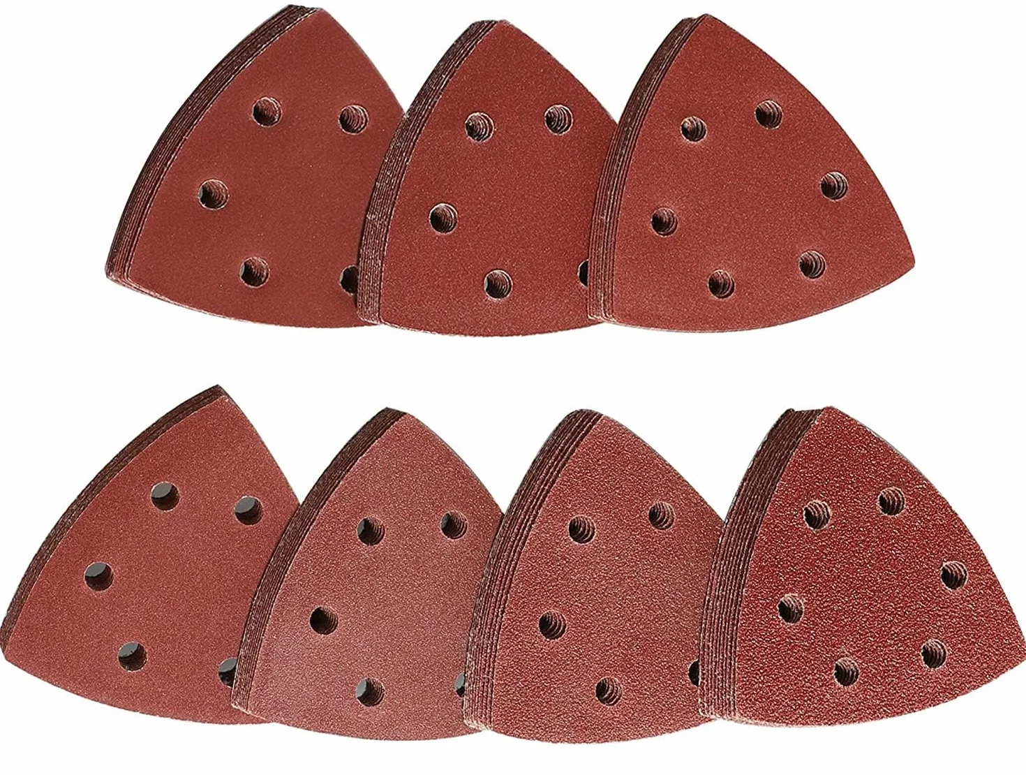 Delta-Triangles de Ponçage 70 Pièces Mixpack 10 x Grain 60/80/120/180/240/320/400, 93 x 93 x 93 mm