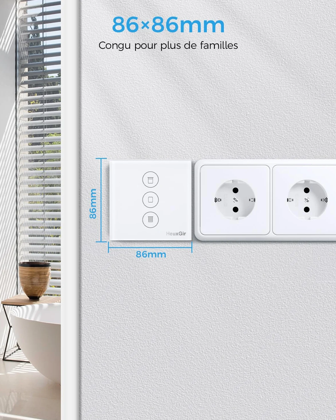 HeuxGir Interrupteur intelligent pour volets roulants WIFI compatible Alexa/Google Home