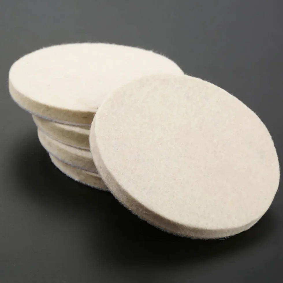 Lot de 5 tampons de polissage 125 mm x 8 mm en laine pour polir verre, plastique, métal, marbre