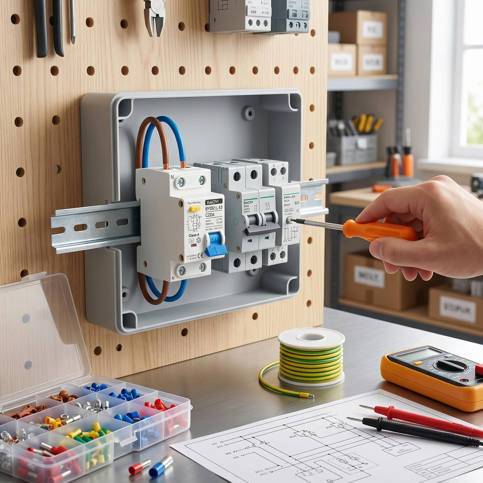 BYDB1L 63 Disjoncteur Différentiel 20A Type A 30mA Protection PA66 230V