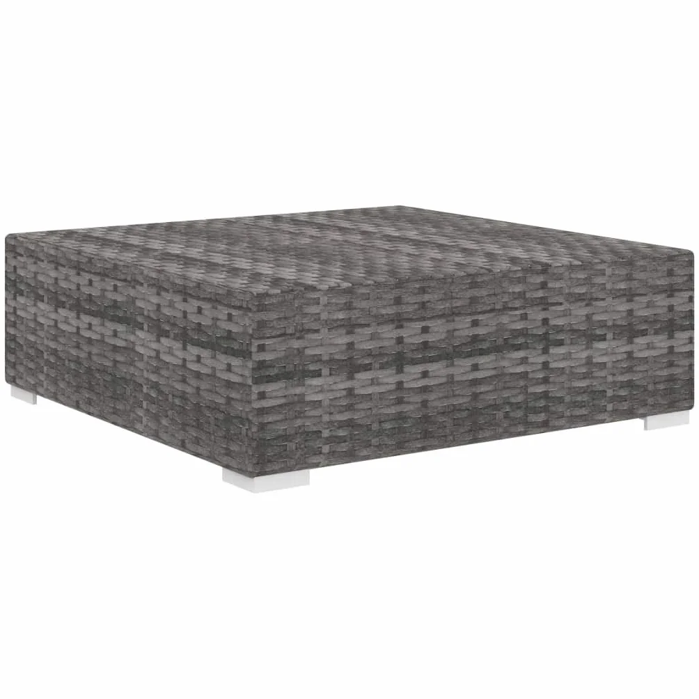 Repose-pied d'extérieur en résine tressée Gris, Modulaire et Confortable avec Coussin Épais Amovible, pour Salon de Jardin, Terrasse, Balcon - Résistant aux Intempéries et Facile à Nettoyer