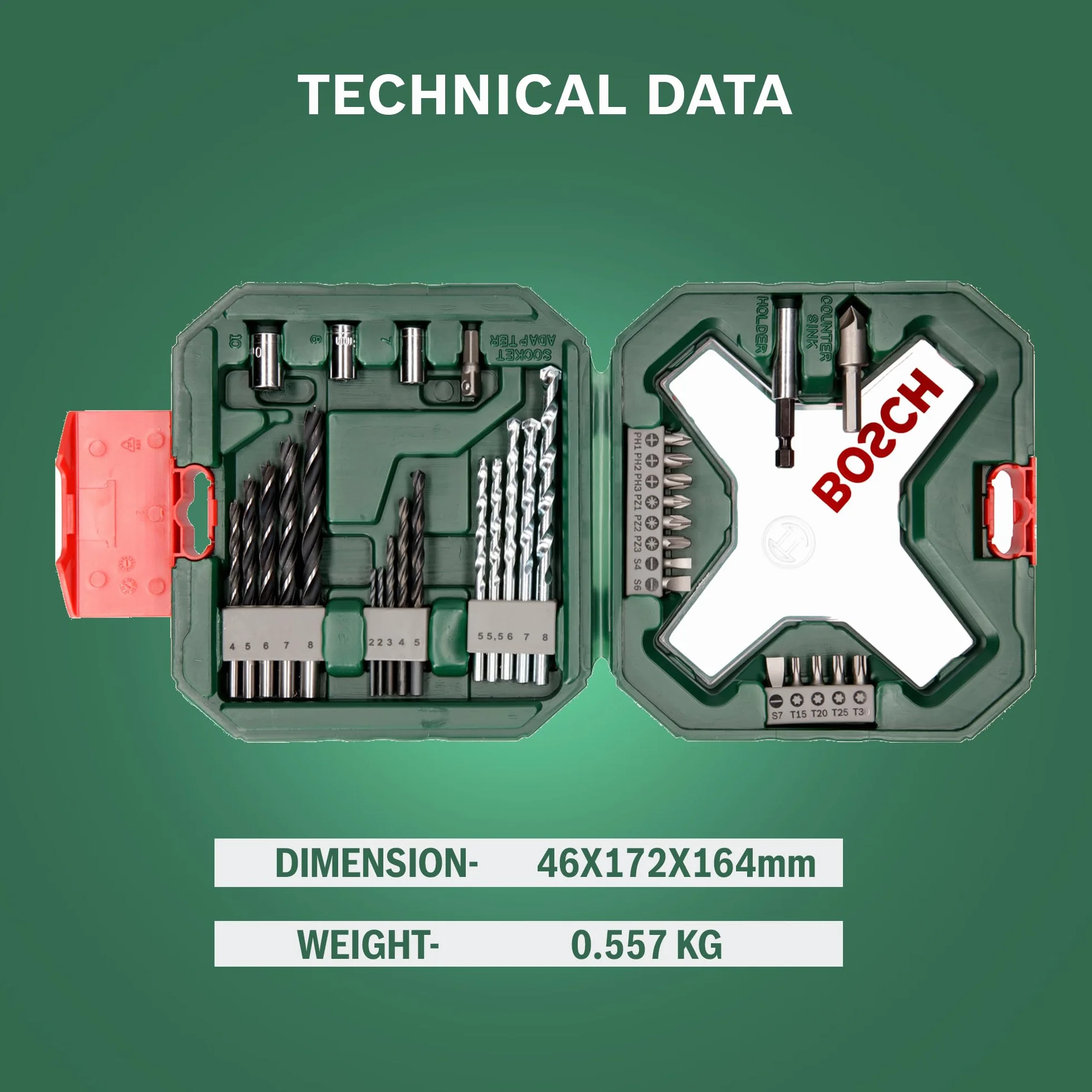 Bosch X-Line Ensemble de forets et de tournevis en titane 34 pièces