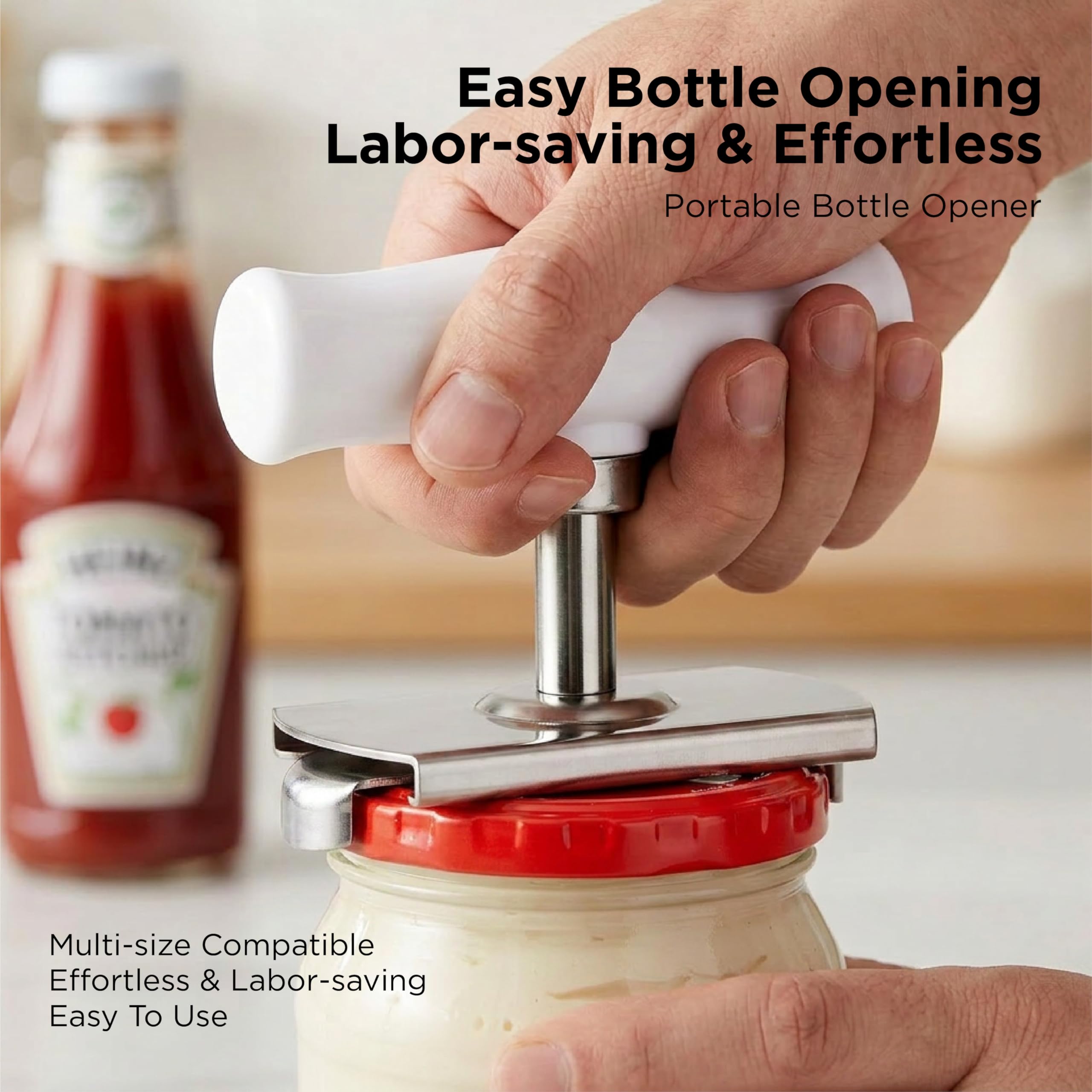Effortless Stainless Steel Jar & Bottle Opener