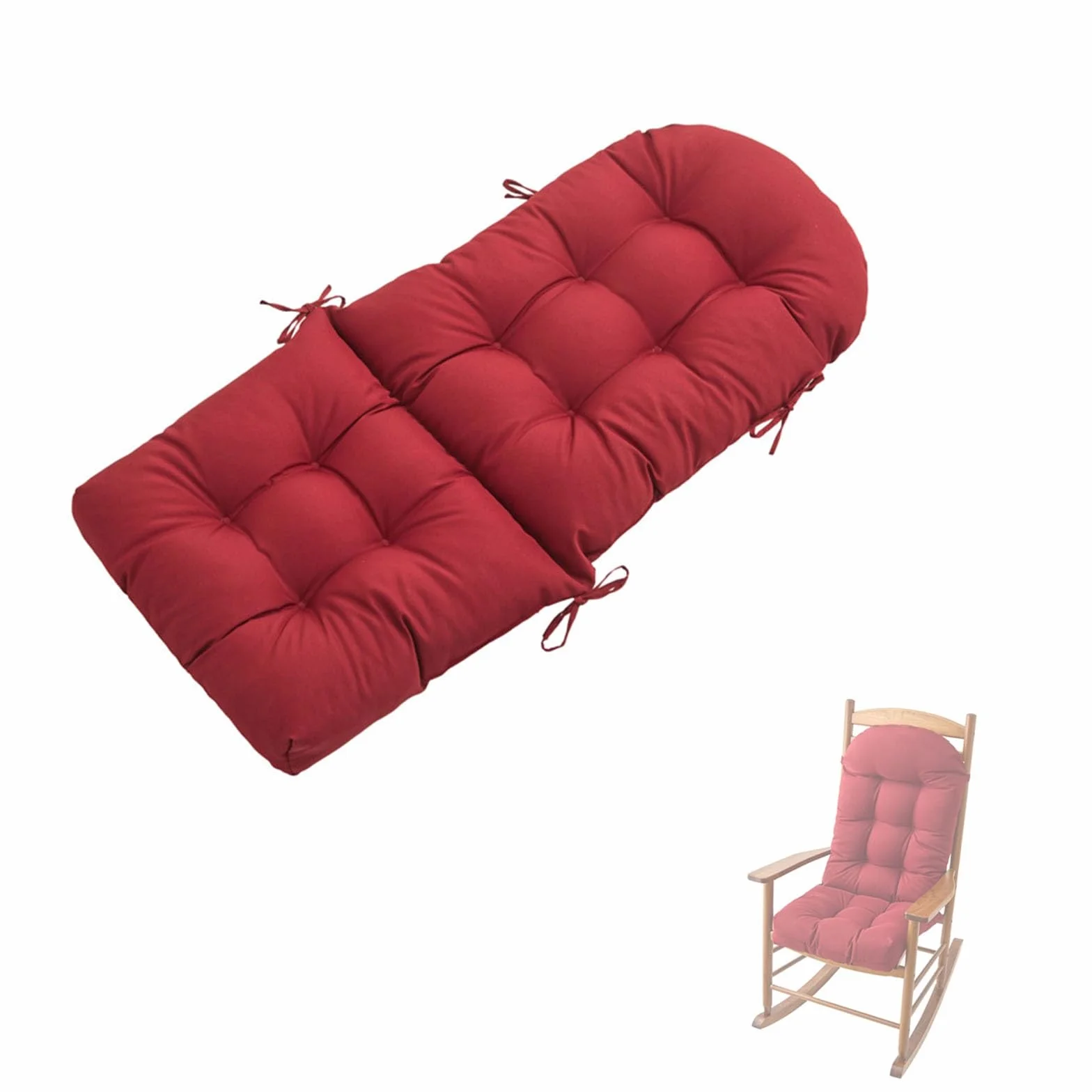 Coussin Chaise Extérieur Imperméable pour Rocking Chair et Balançoire avec Dossier, Wine Red