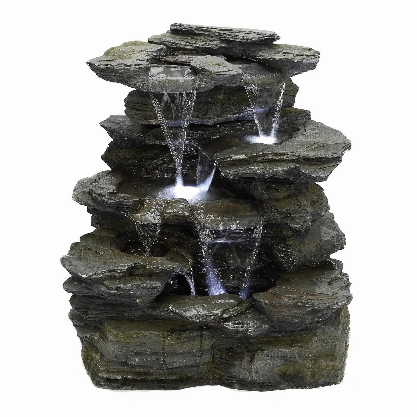 Köhko Fontaine de Jardin en Pierre Naturelle avec éclairage LED