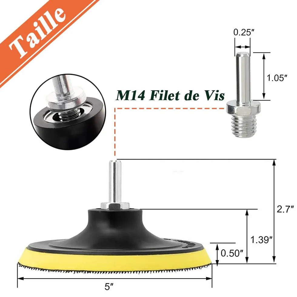 Mesee Lot de 2 Plateaux de Ponçage 125mm Disques Abrasifs M14 pour Meuleuse d'angle