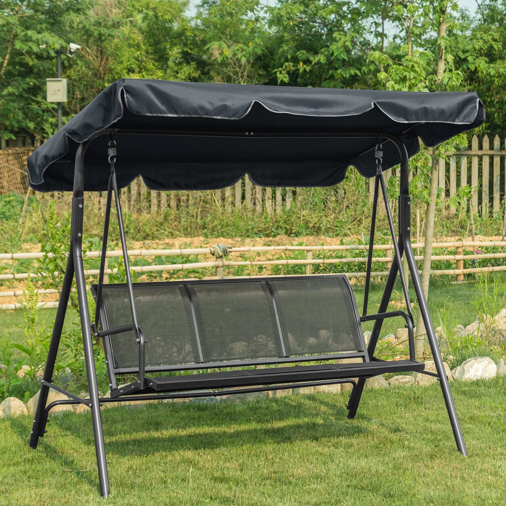 Balançoire Hollywoodienne MCombo 8007EY 3 Places Gris Jardin