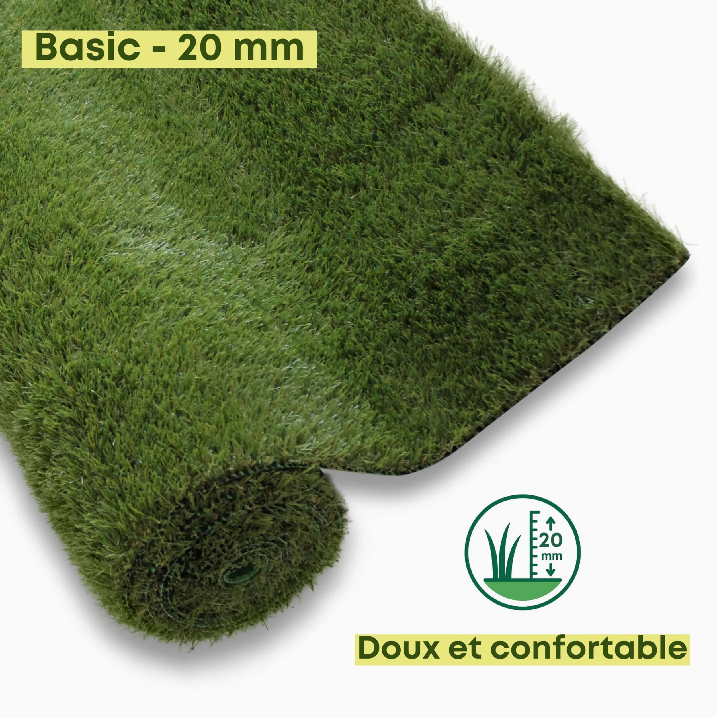 Gazon Synthétique 20 mm - 200 x 300 cm (6 m²) - pour Balcon, Terrasse, Jardin - Effet Naturel - Haute Densité de 18.000 Fils/m² - Résistant UV - Fond Drainant - Adapté aux Animaux - Vert