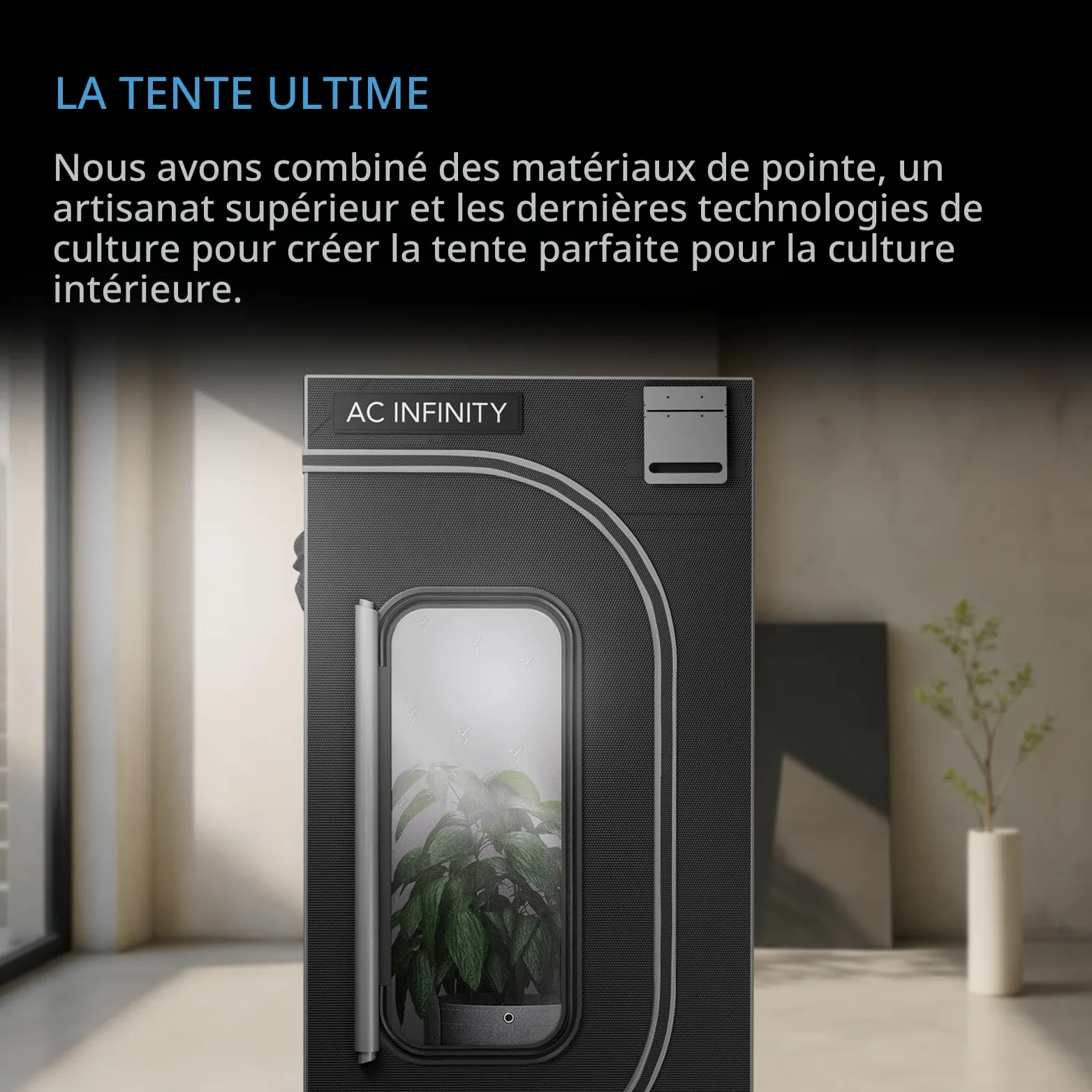 AC Infinity CLOUDLAB 733 Advance Grow Tent 3 x 3 pôles, 2000D Mylar Canvas, Lab-Tested plus haute réflectivité, plus grande fenêtre avec fermeture éclair, 36" x 36" x 72"
