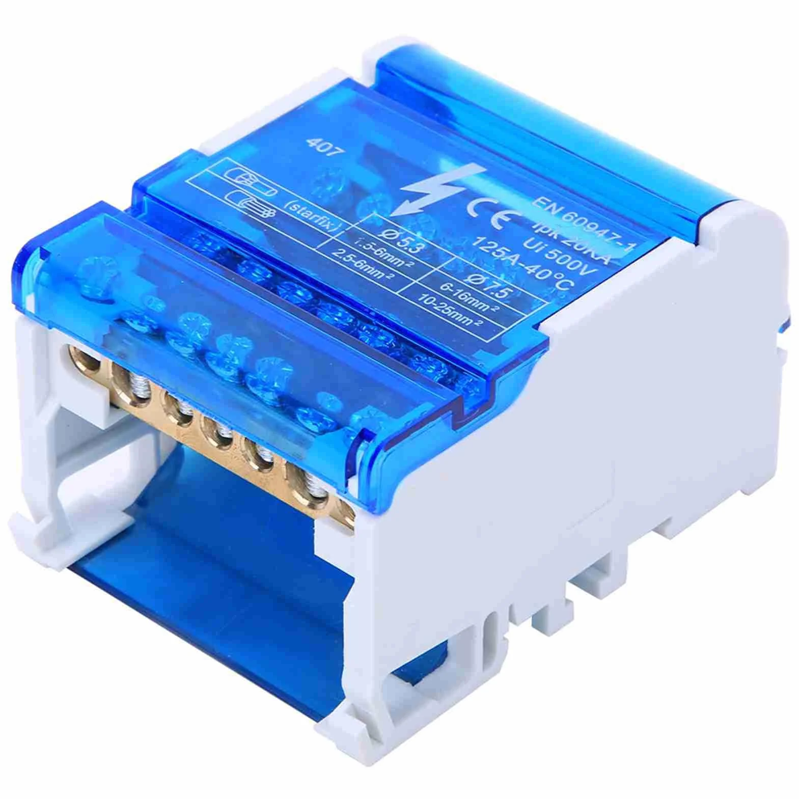 Dioche Répartiteur Tétrapolaire 125A 4 IN 24 OUT Boîte de Distribution Rail Din avec Couvercle Transparent