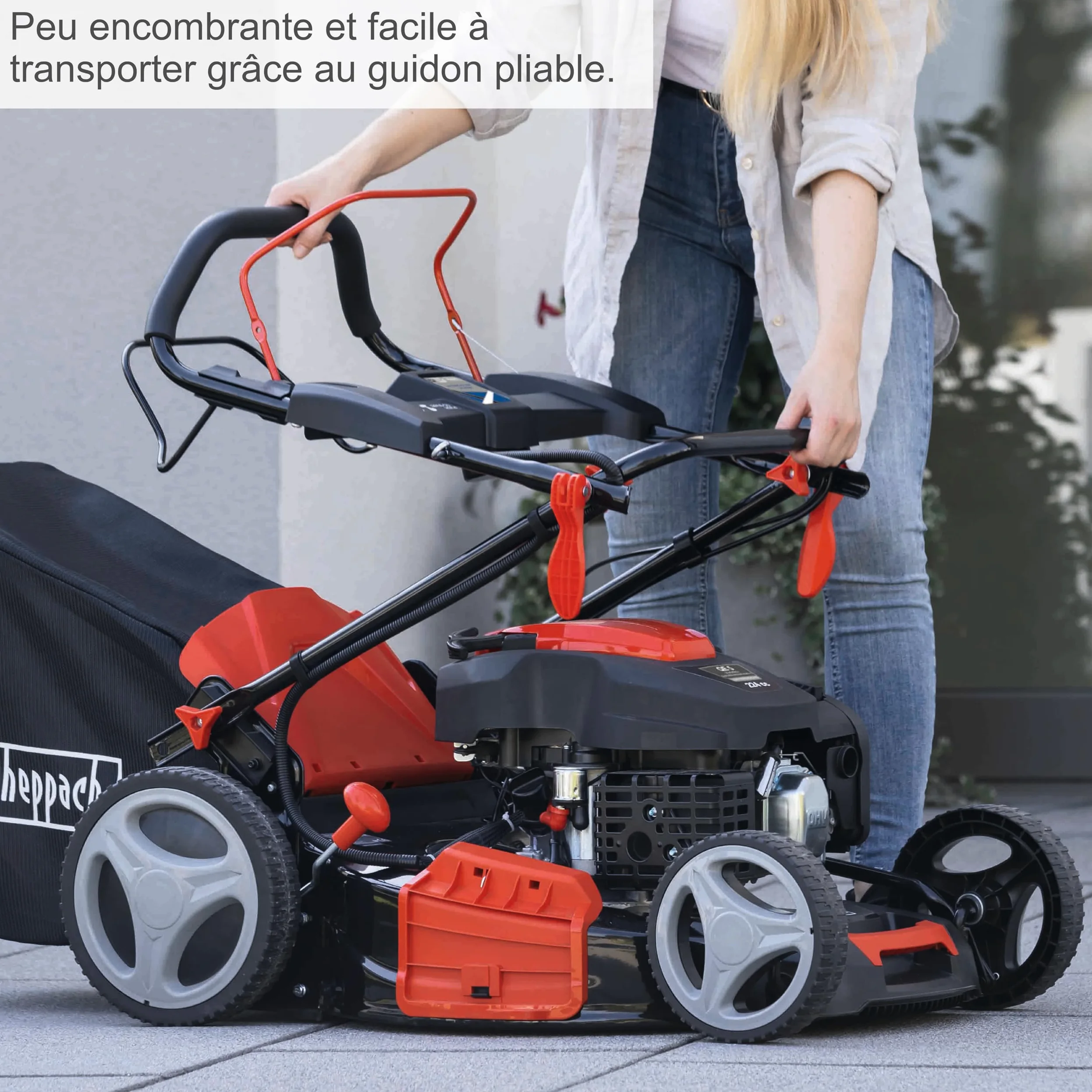 Scheppach Tondeuse à Gazon Hybride MS225-53E – Moteur 4 Temps 224 cm3 / 6 CV – 4400 W – Largeur de Coupe 53 cm – Démarrage électrique – Bac 65 L – Batterie 2Ah + Chargeur Inclus