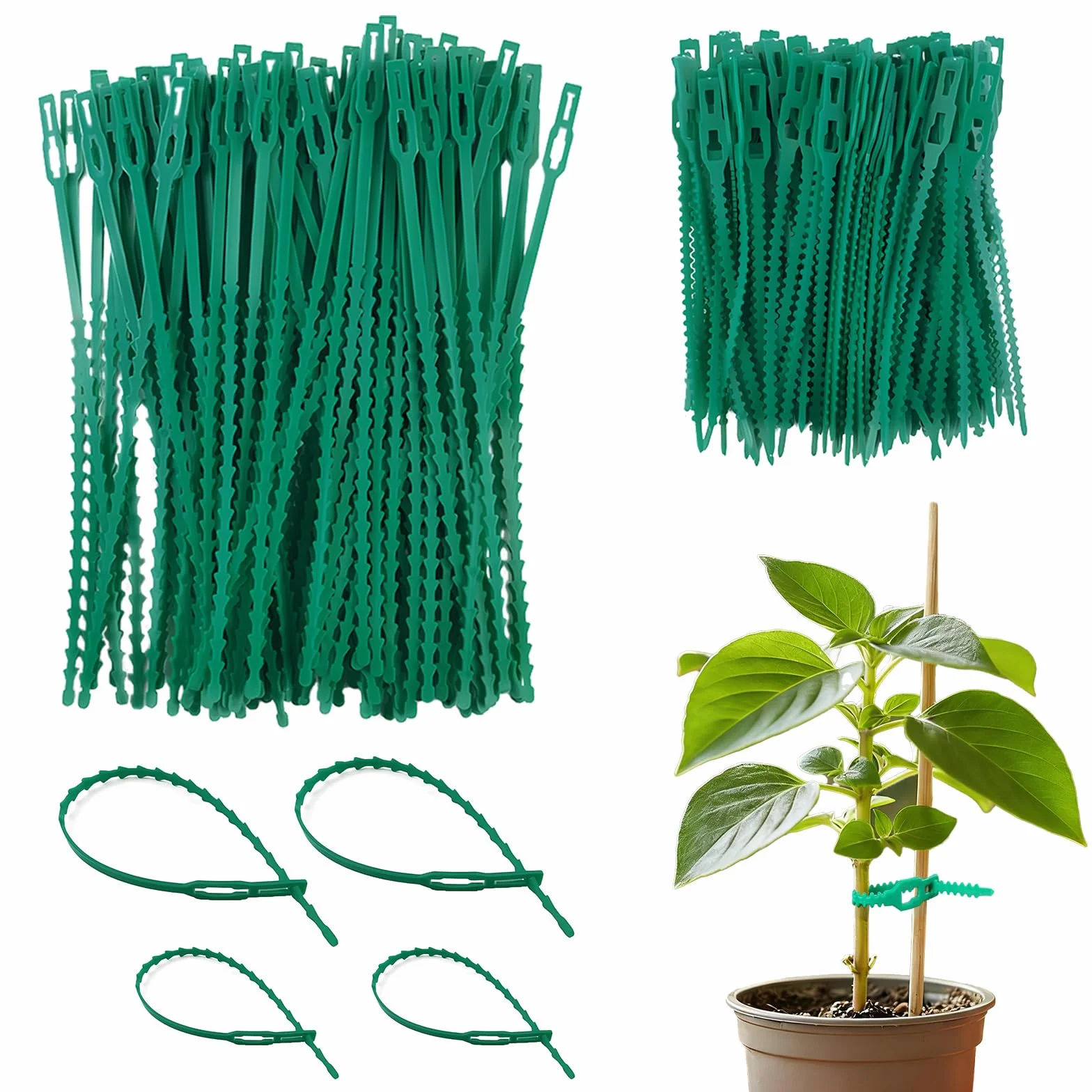 Attache Plante Verte, 200 Pièces Réglable Liens de Jardinage pour Ligatures, Flexible Attache Plante Grimpante, Multifonctionnel Liens de Jardinage pour Croissance de Plantes de Jardin