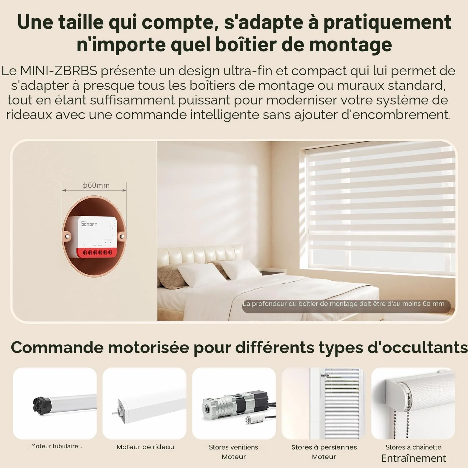 SONOFF Interrupteur Zigbee MINI-ZBRBS pour Volet Roulant, Contrôle en Pourcentage, Compatible Alexa/Google Assistant