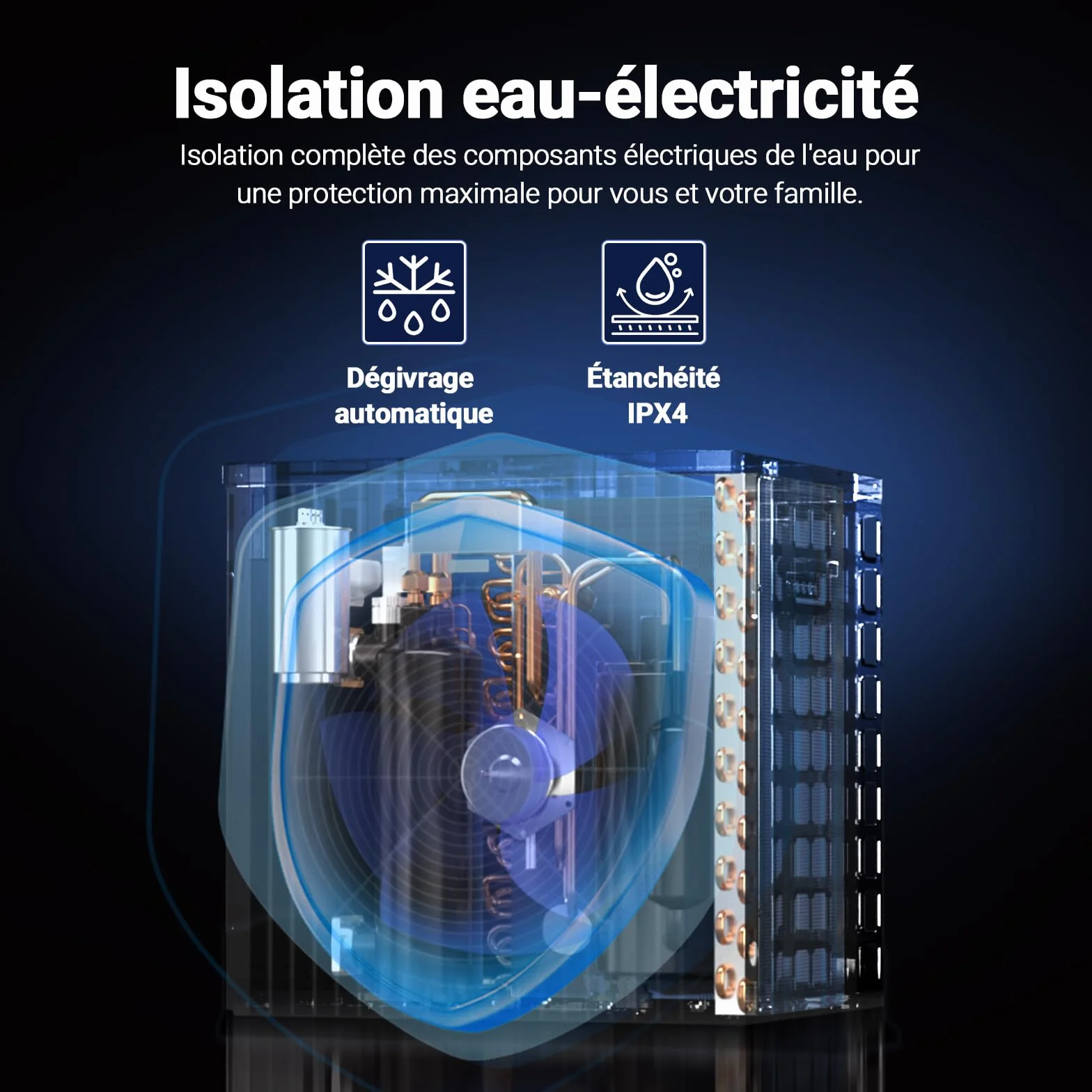 Pompe à Chaleur Piscine 5.4 kW + Réchauffeur Électrique 1.5 kW COP 5.51 Connectée Wi-Fi Silencieuse