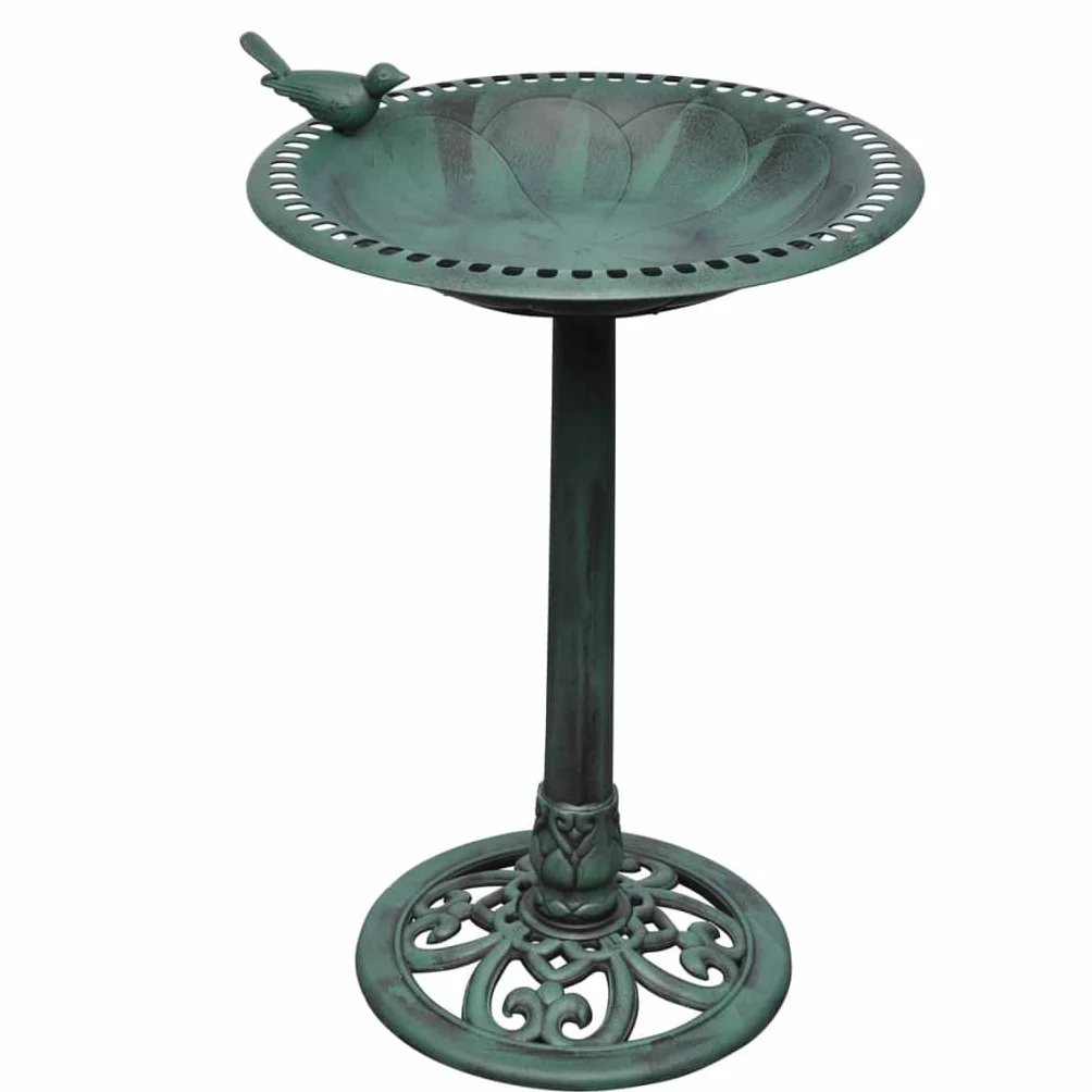 vidaXL Bain d’Oiseaux Vert Abreuvoir Mangeoire Fontaine