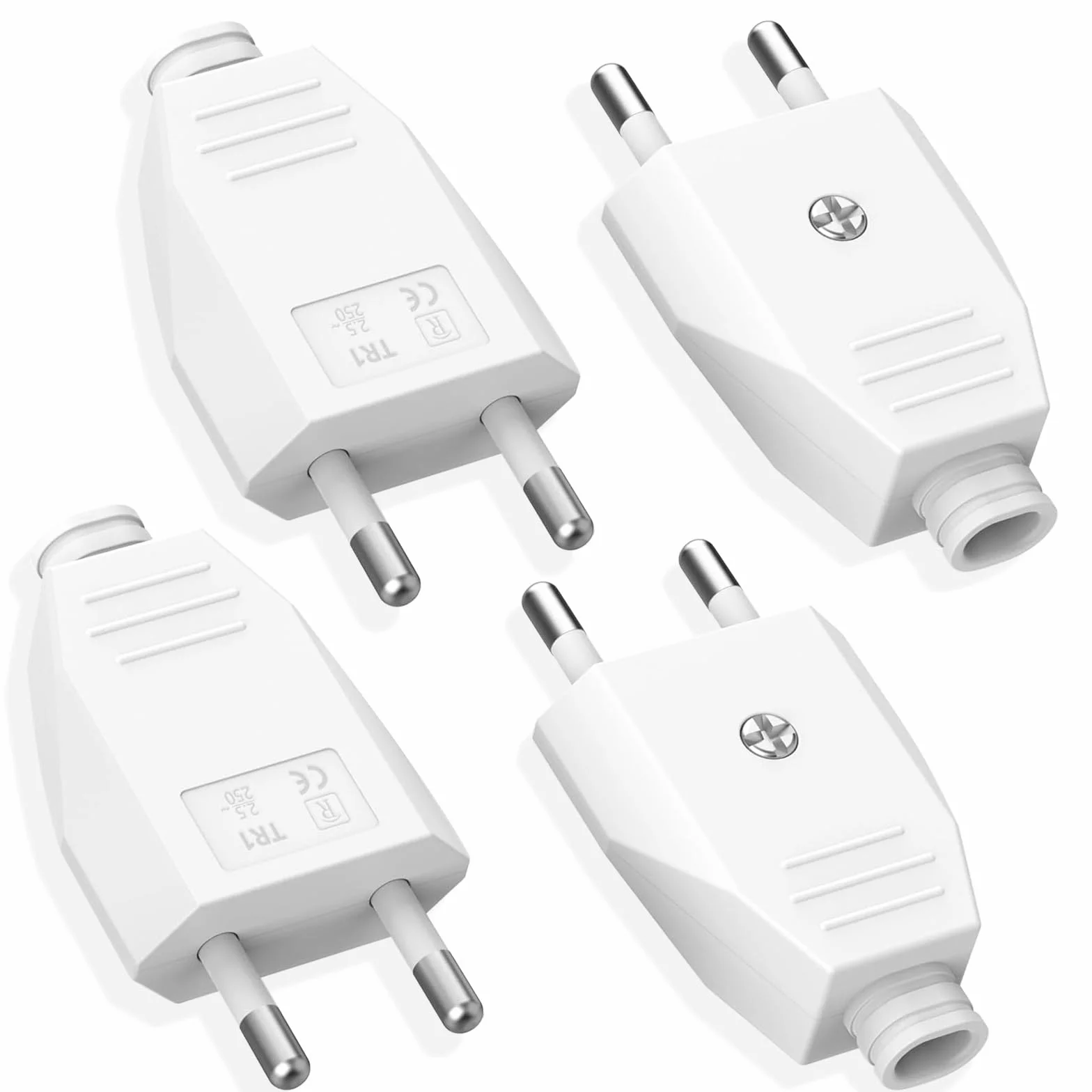 Fiche Européenne Plate 250V 2.5A Prise Electrique Mâle Euro Schuko