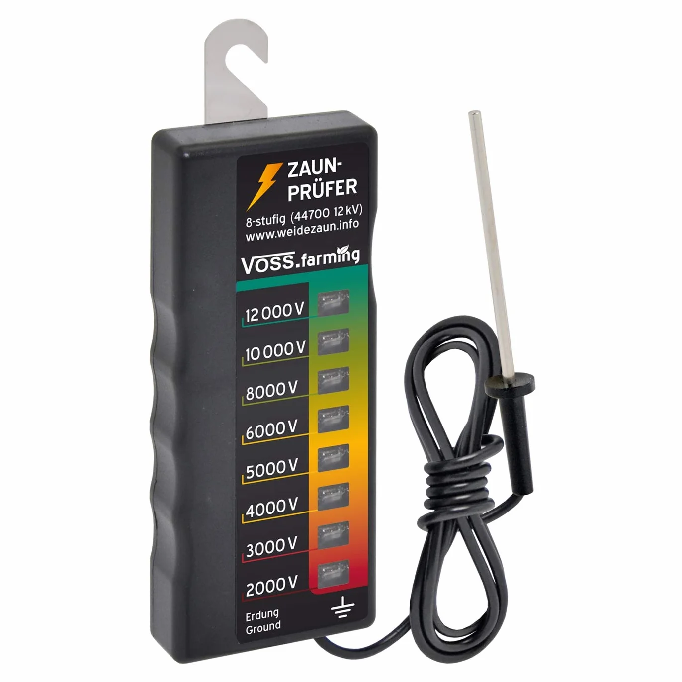 VOSS.farming Testeur de clôture 12KV 8 niveaux 2000-12000V