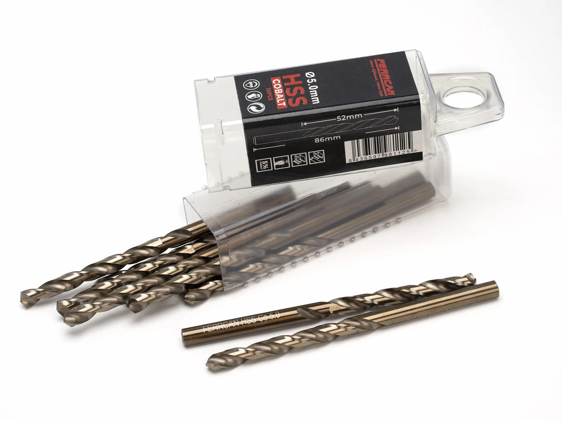 Forets métal HSS DIN338 M35 5% cobalt 5mm perçage inox acier 10 pièces