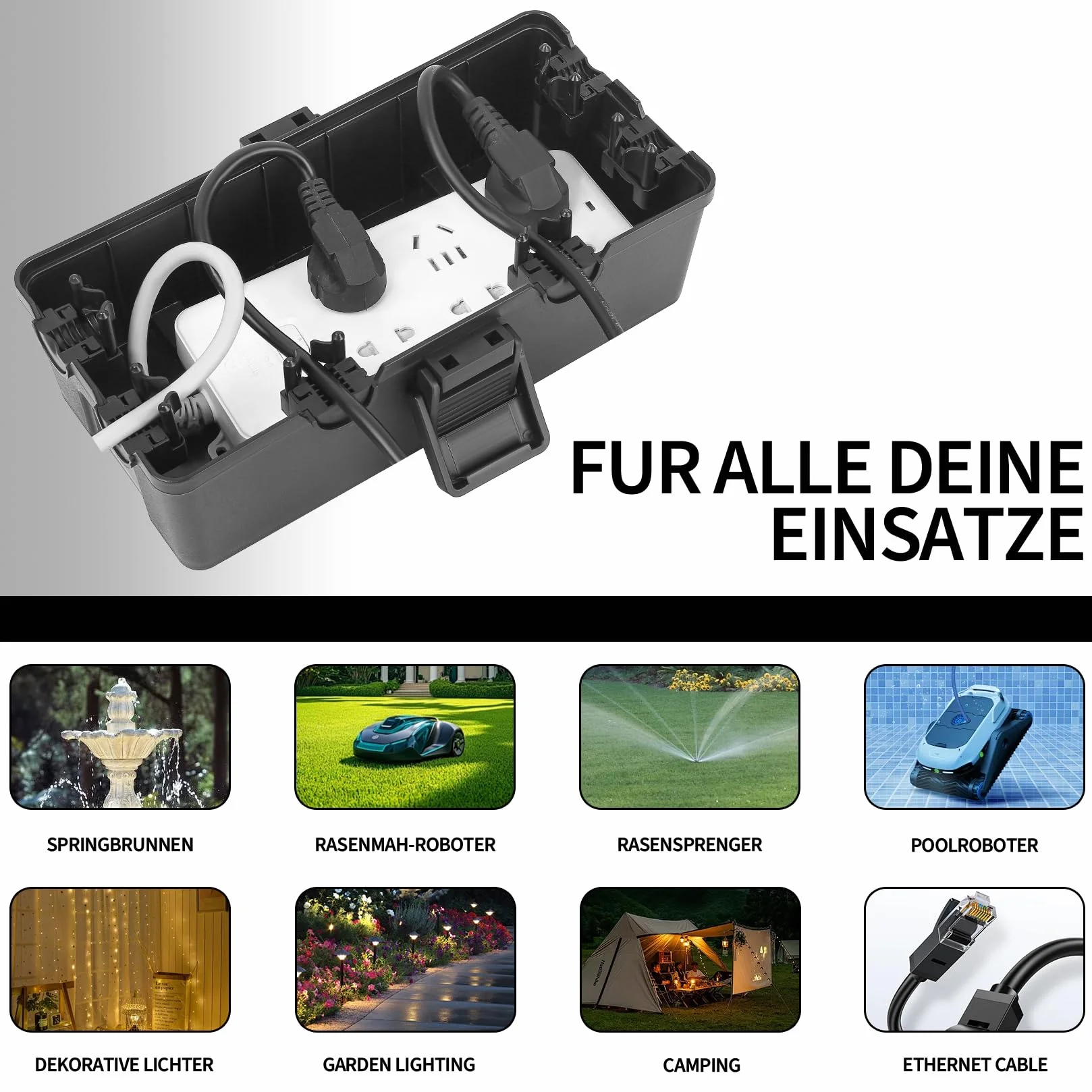 Boîte de Dérivation Étanche IP54 Extra Large - Boîtier Prise Électrique Extérieur avec 6 Entrées de Câble 26,1x12x9,4 cm