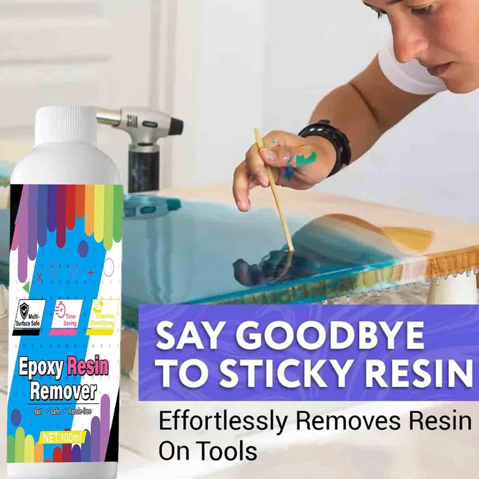 Décapant de résine époxy 100 ml nettoyant pour résine multi-usage intérieur extérieur