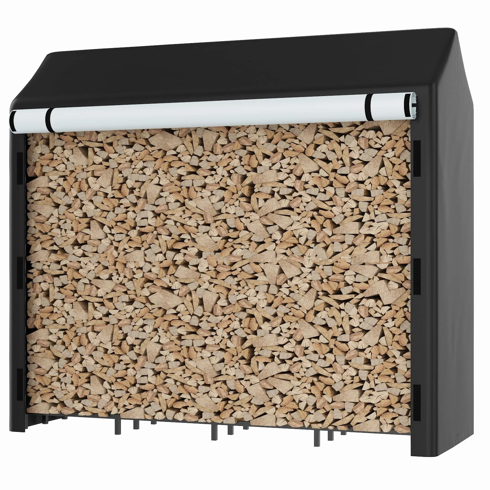 Himimi® Range-bûches d'Extérieur avec Housse de Protection Intégrée, 185 x 70 x 185 cm, Capacité 2,4 m³