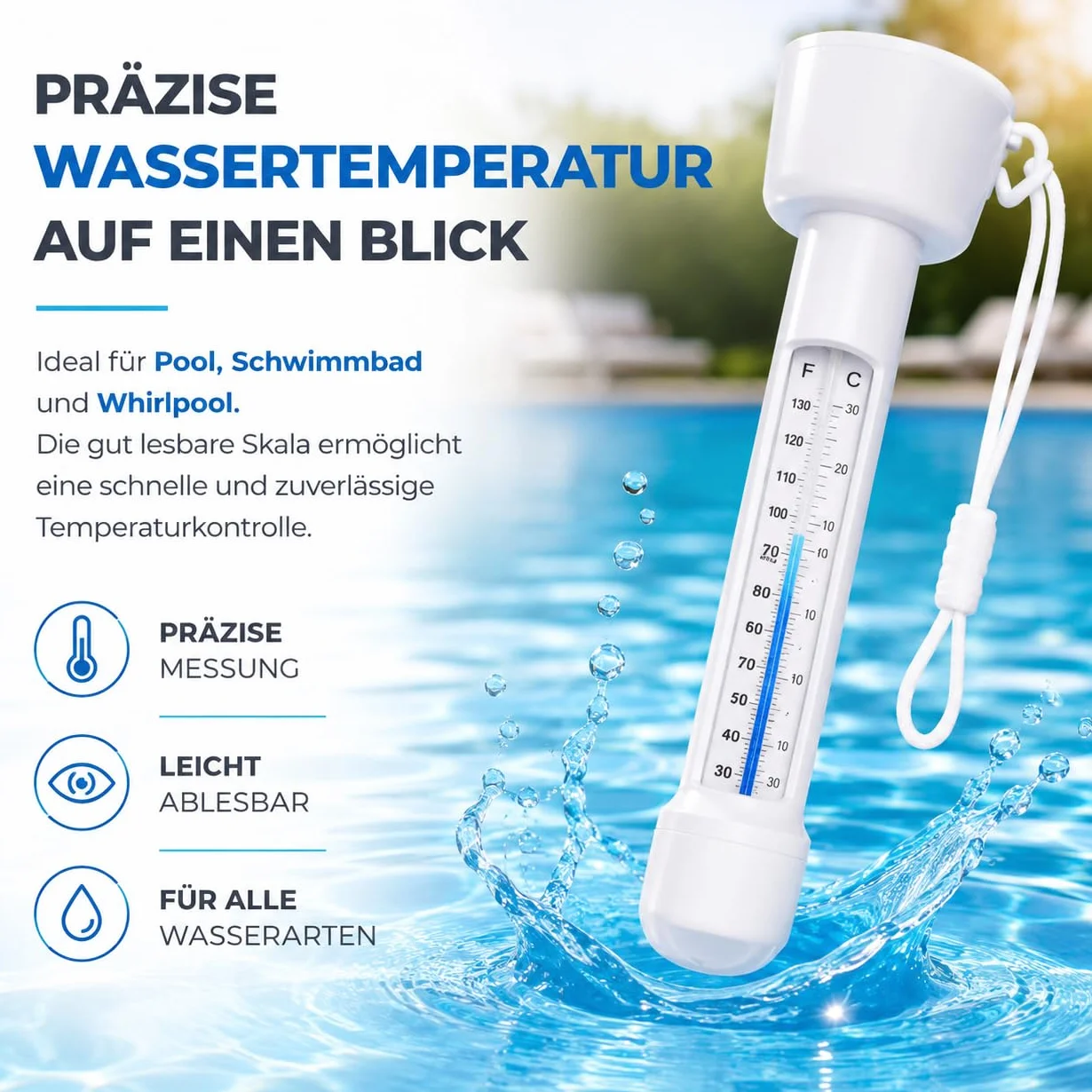 Thermomètre flottant pour piscine - Mesure précise