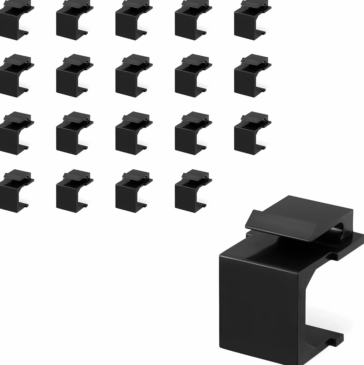kwmobile Keystone Protège-prise noir Lot de 20 - Jack protection poussière montage snap-in