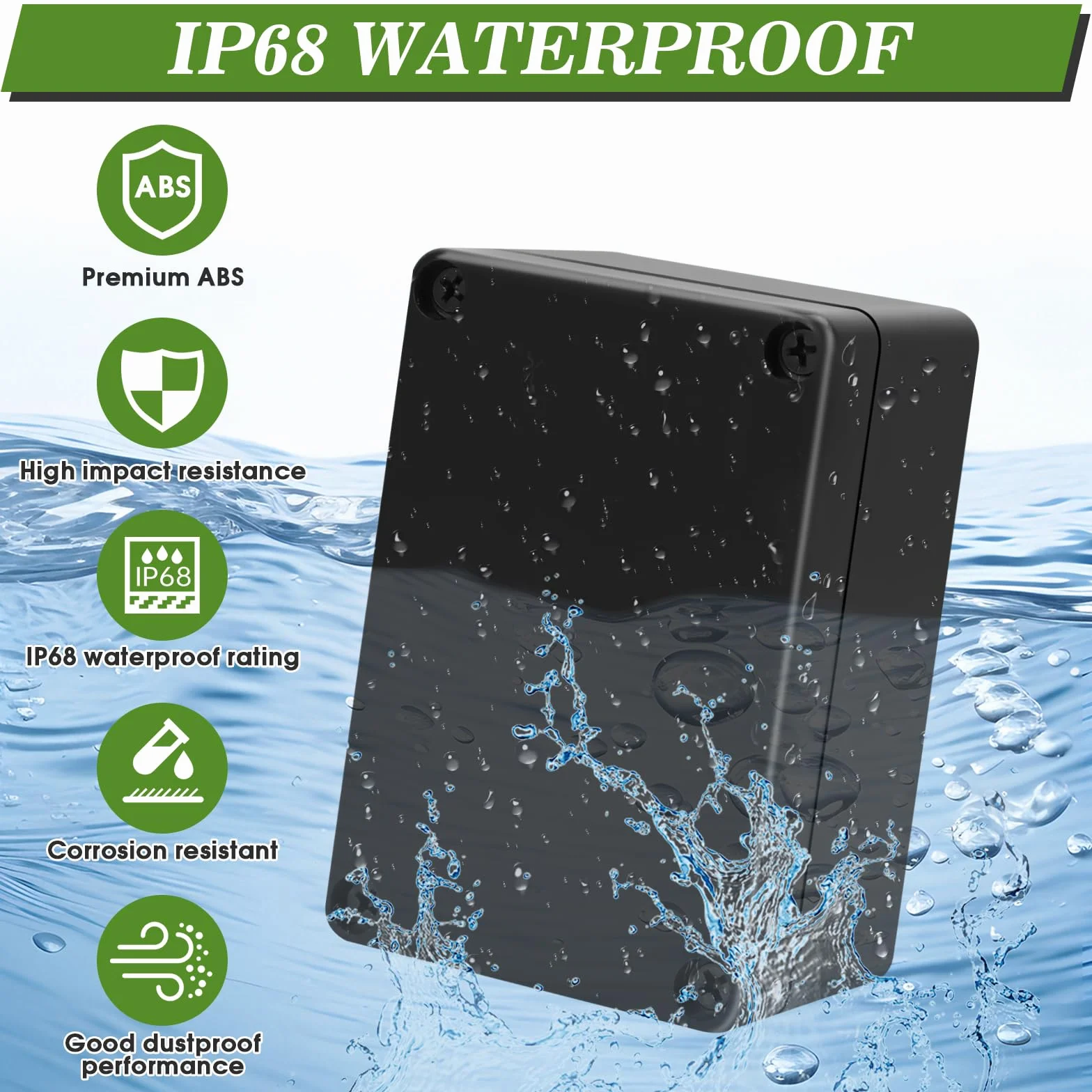 Boîte de Dérivation Étanche IP65 2 Pièces 100 x 68 x 50 mm avec Presse-étoupes pour Bricolage Électronique