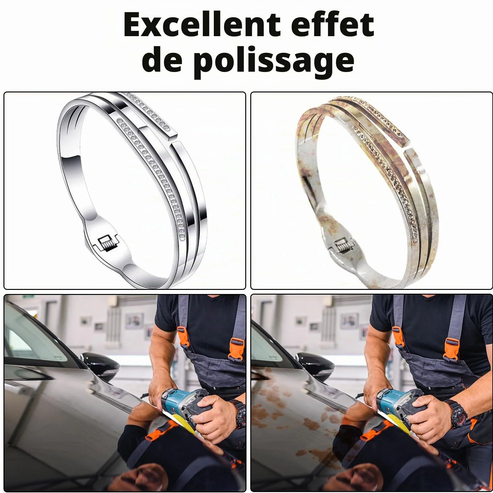 Disque de polissage en laine 100 mm (4 pouces) pour meuleuse d'angle, 10 unités