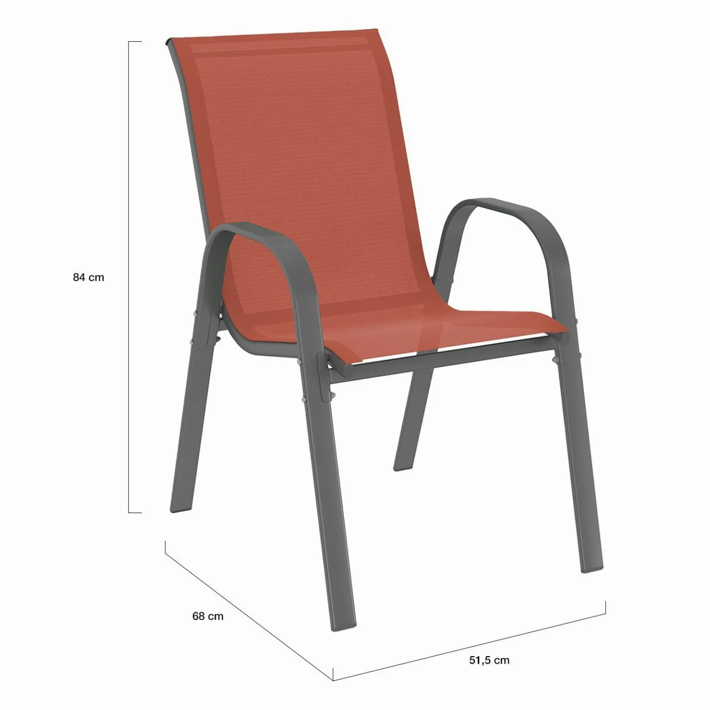 IDMarket - Salon de Jardin Madrid Table 150 CM et 6 chaises empilables Terracotta et Gris