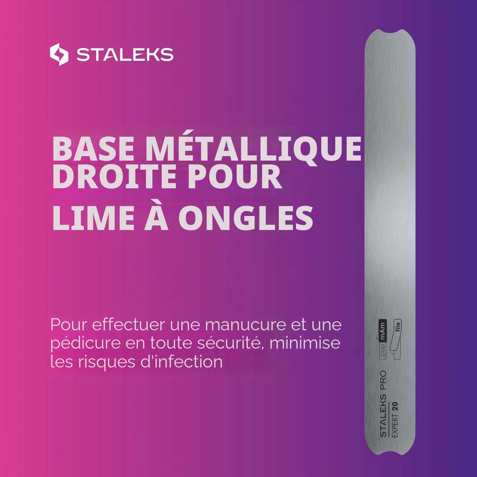 Staleks Pro Expert Manche en acier inoxydable pour limes adhésives et limes pochettes jetables