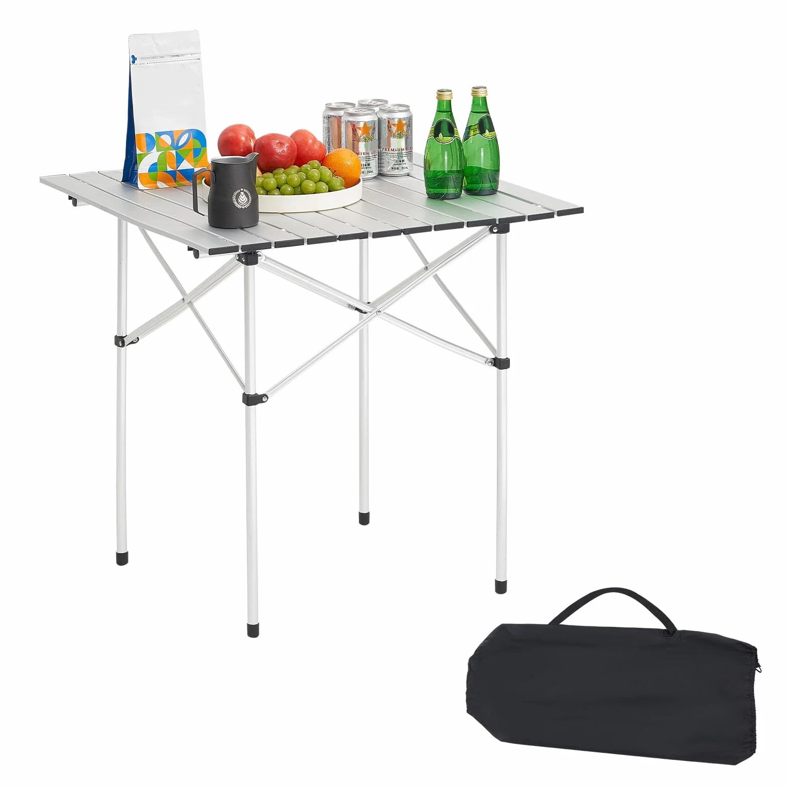 VEVOR Table de Camping Pliante 70x70 cm Aluminium Portable avec Sac de Transport