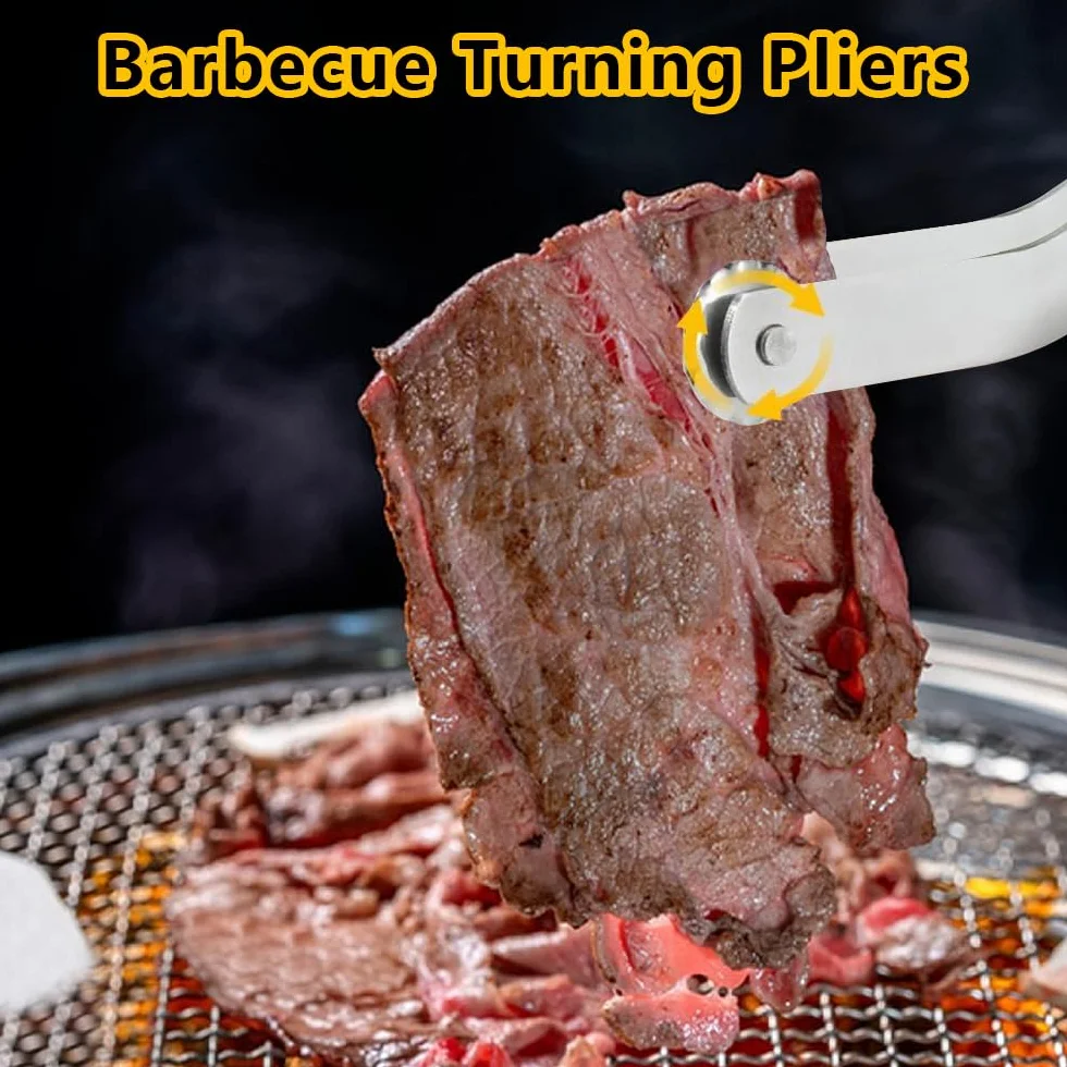 Pince Retourne Saucisse,2 Stück BBQ Würstchen Wendezange,Pince Barbecue Grill Up,Pince Barbecue Longue,Pince Barbecue Roulette,Pince à Grillade Roulette,Pince à Retourner les Saucisse BBQ