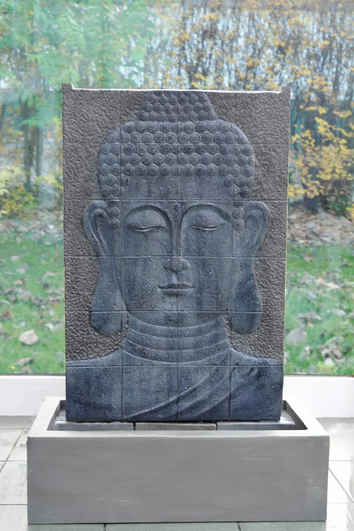 KÖHKO® Fontaine Bouddha Hauteur 102 cm avec éclairage LED mur d'eau pour jardin