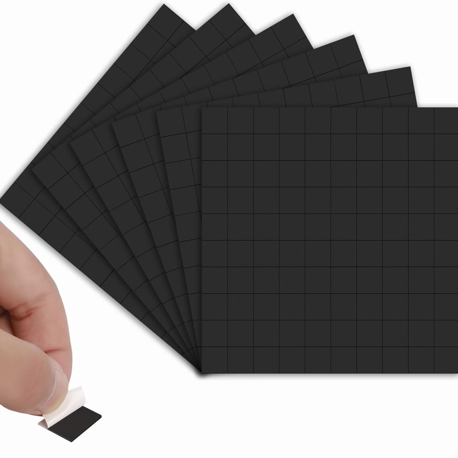 600Pcs Carrés Magnétiques Autocollants Découpable 15x15x1mm Feuilles Magnétiques Collantes Flexible avec Support Adhésif