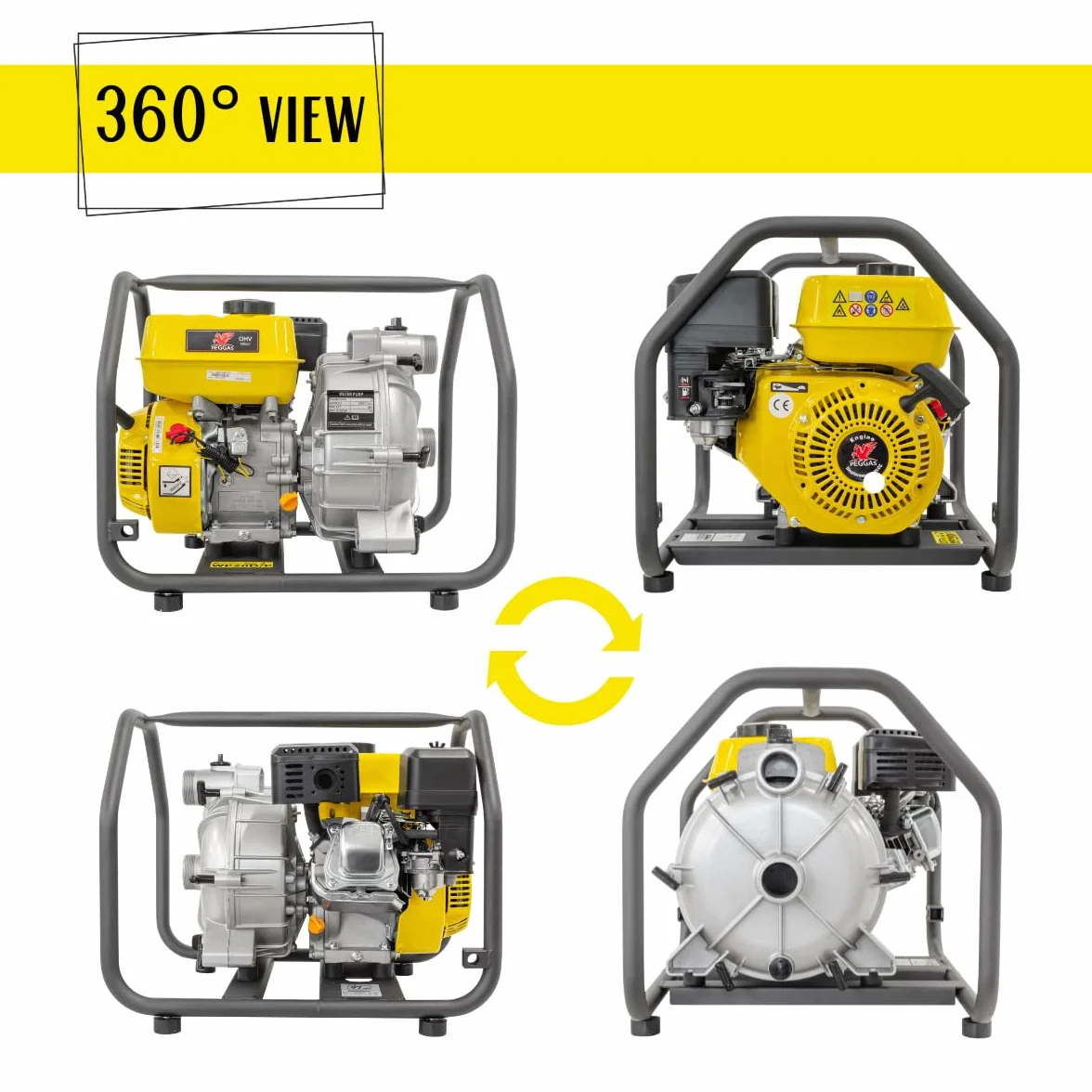 Pompe à eau sale portable 30 000 l/h 28 m moteur essence 4 temps WASPPER WP20D-P