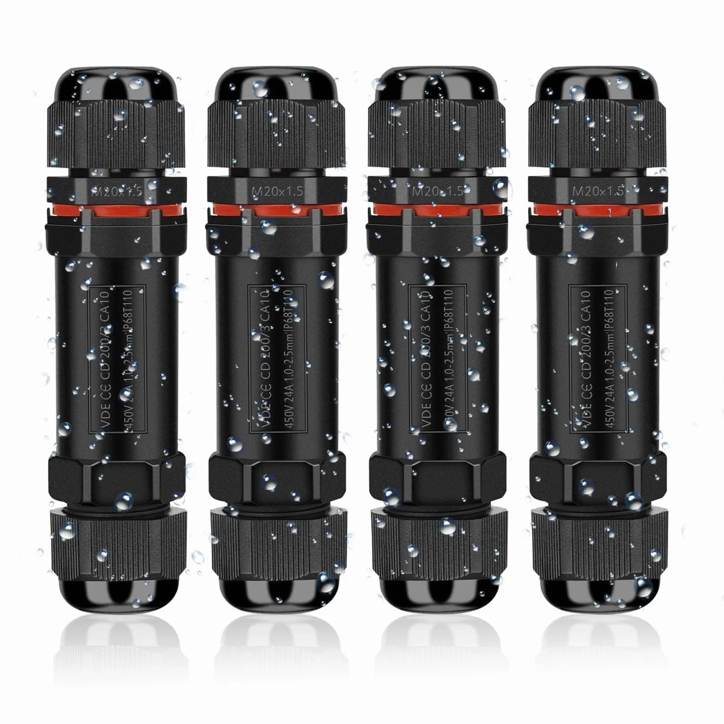 Raccord Électrique Étanche IP68 Polycarbonate Connecteur Câble Boîte Dérivation Extérieur 3 Fils Domino Jonction Ø 1-13 mm 4 Pièces