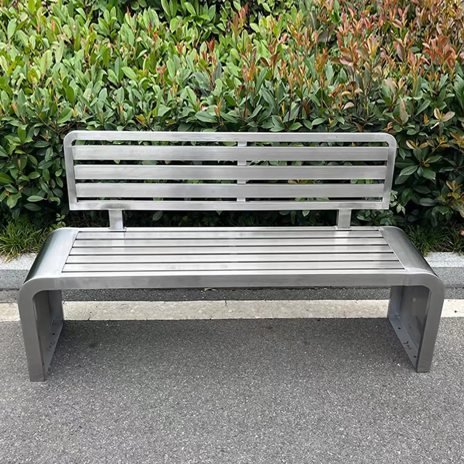 Banc de Jardin 2-3 Places, Banc d'extérieur en Acier Inoxydable avec dossiers, 150cm