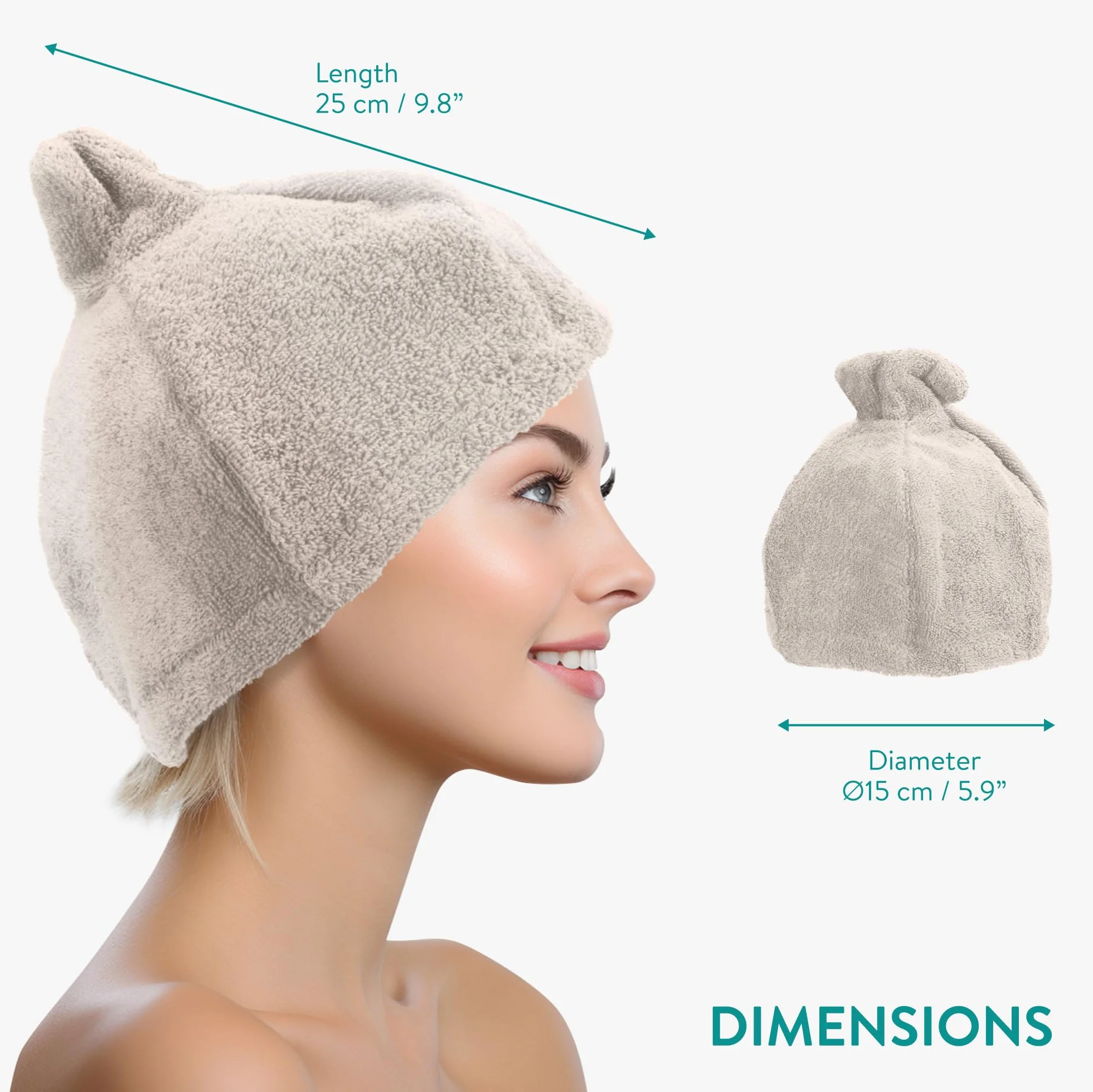 Bonnet de sauna 100% coton éponge 25 x 15 x 3 cm - Accessoire sauna spa hammam résistant à la chaleur