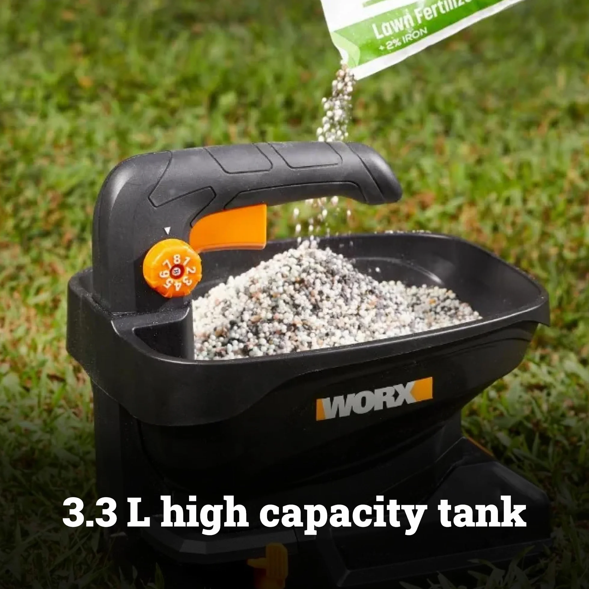 Worx WG869E.9 Épandeur de graines 20 V PowerShare 5 m 3,3 L 550 m² 9 réglages