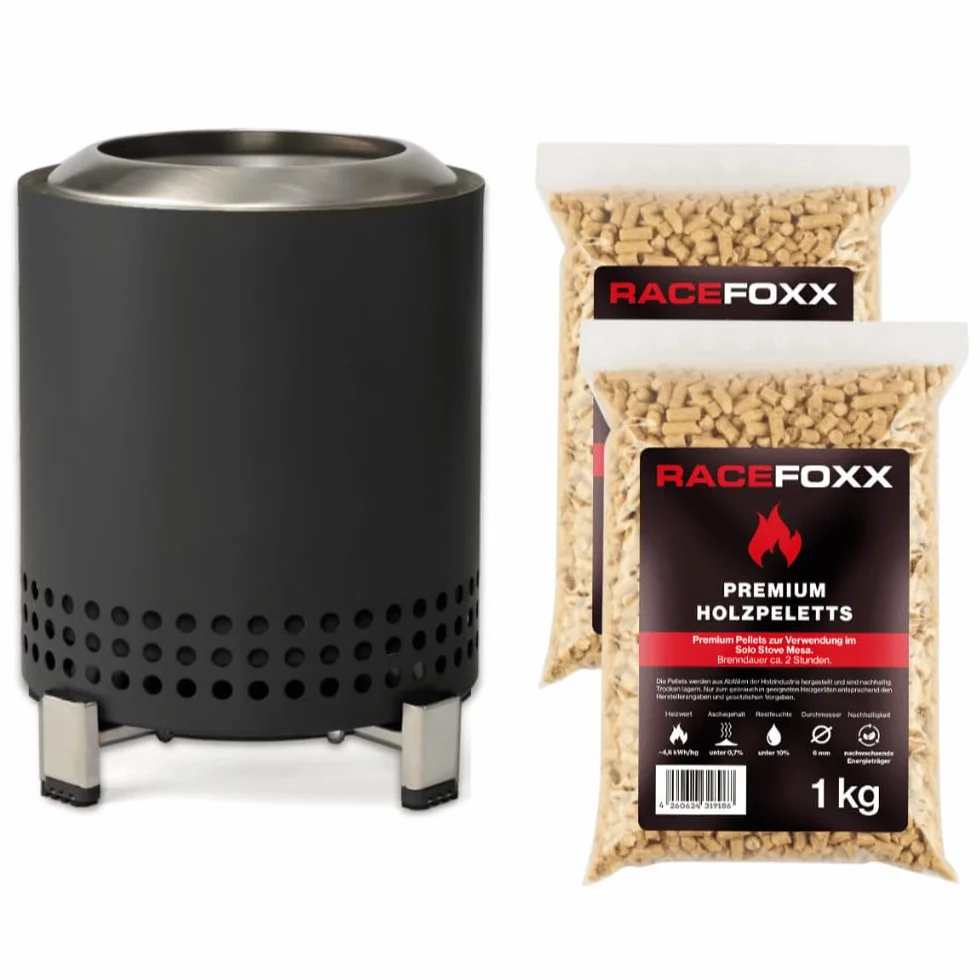 Solo Stove Mesa Cheminée de table avec 2 kg de granulés de bois, mini cheminée de table en acier inoxydable à faible fumée, portable, idéale pour balcon, jardin et camping