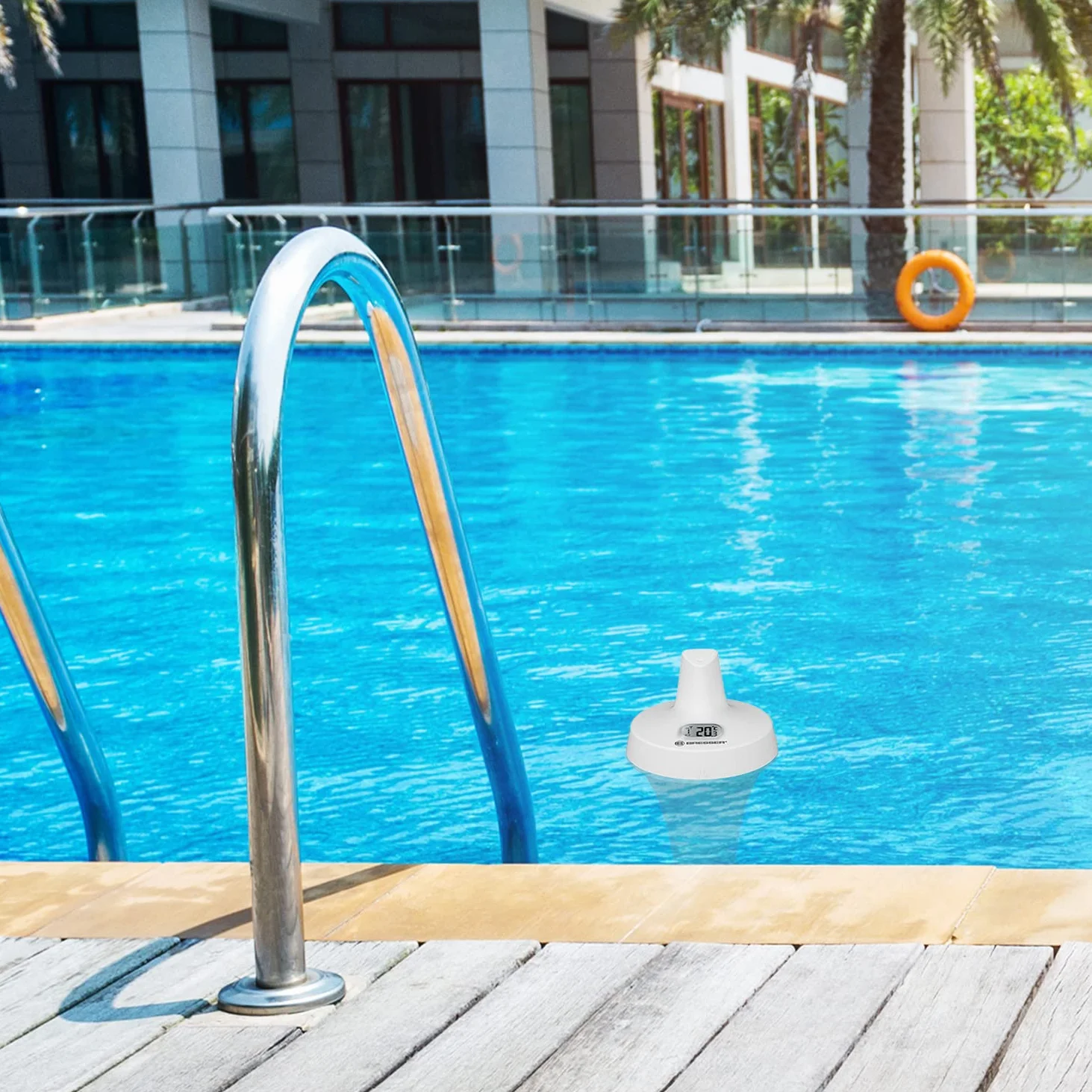 Bresser Thermomètre de piscine mesure température eau capteur supplémentaire stations météorologiques autonome blanc