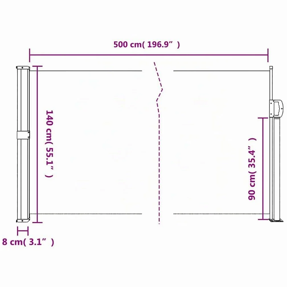 vidaXL Store latéral rétractable Anthracite 140 x 500 cm