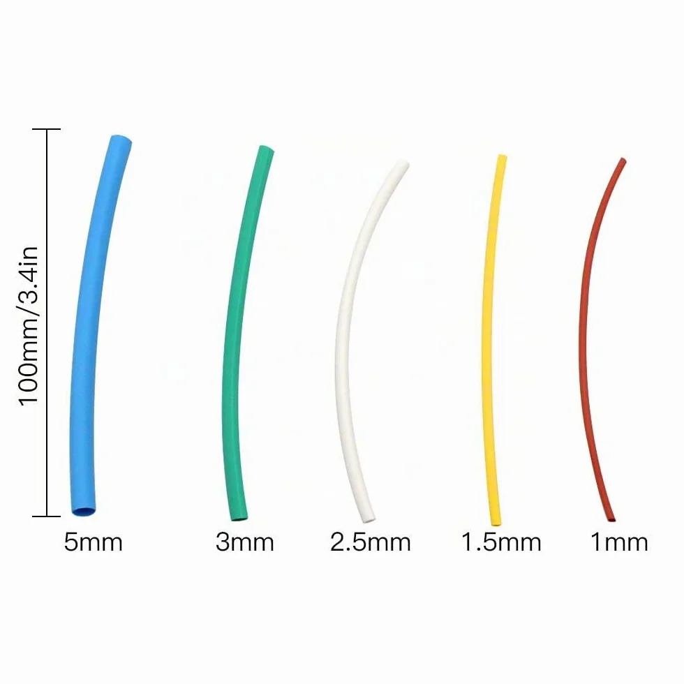 Gaine Thermorétractable 140 7 Couleurs 5 Tailles Ratio 2:1 pour Extrémités de Fil
