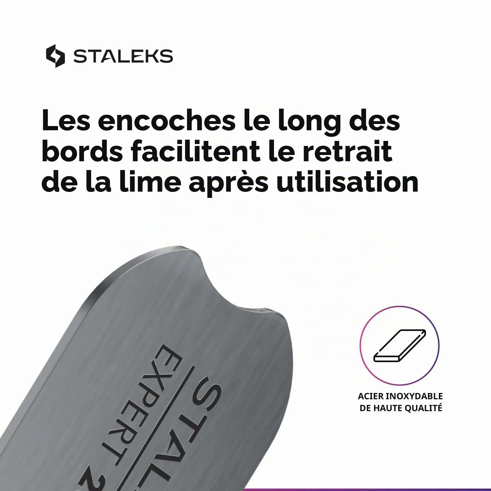 Staleks Pro Expert Manche en acier inoxydable pour limes adhésives et limes pochettes jetables
