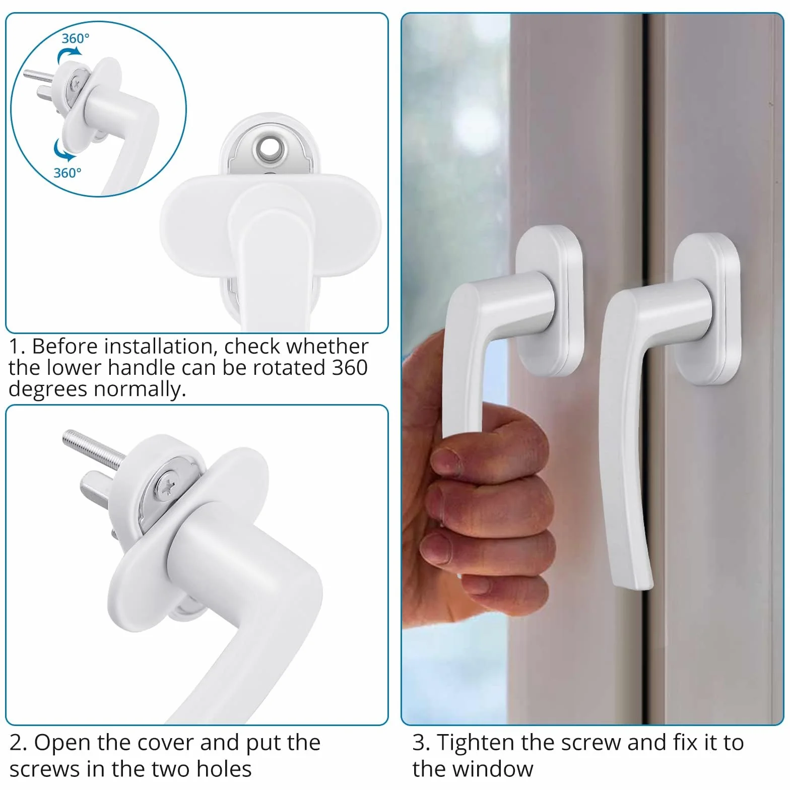 AUTOUTLET 2PCS Poignées de Fenêtre en Aluminium Blanc pour Porte de Balcon