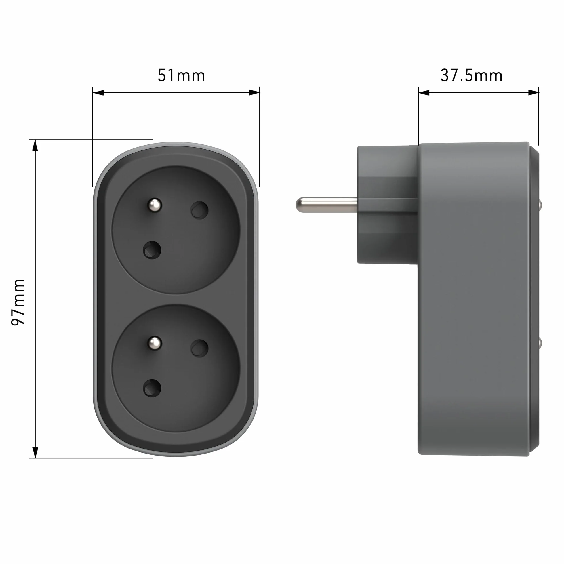 Electraline Adaptateur Fiche Multiprise Biplite Prima 2 Prises françaises 16A, Blanc